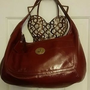 Large Coach Red patent leather handbag